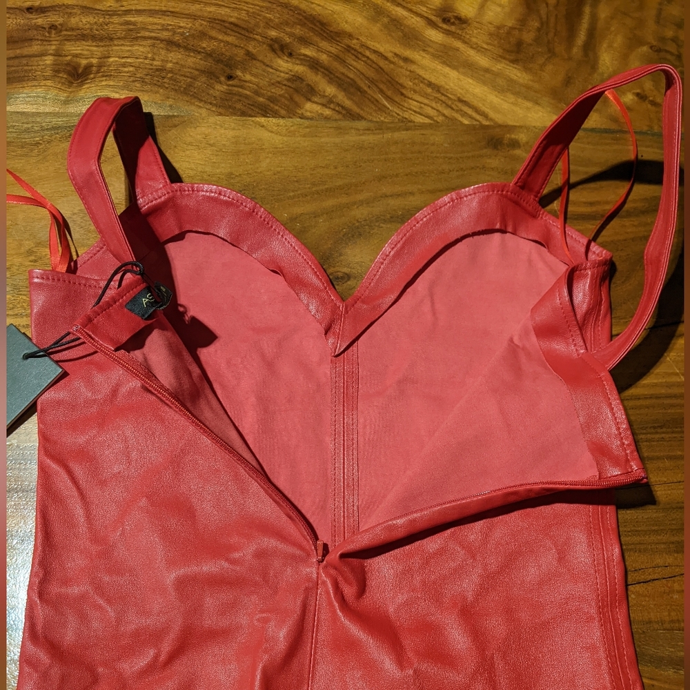NWT RARE! AS by DF - Rouge Stretch Leather Bustier Top Corset | Coco Red | Small - Picture 14 of 16